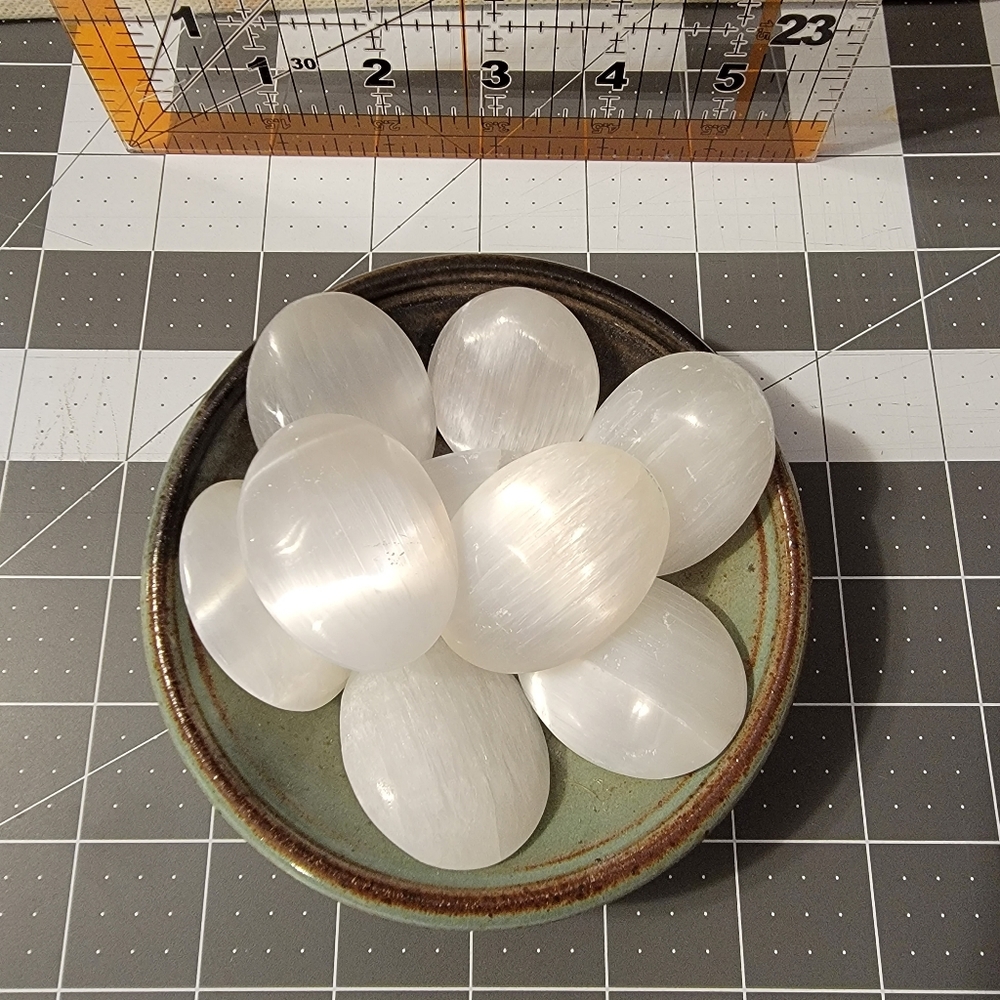 Selenite Palm Stone